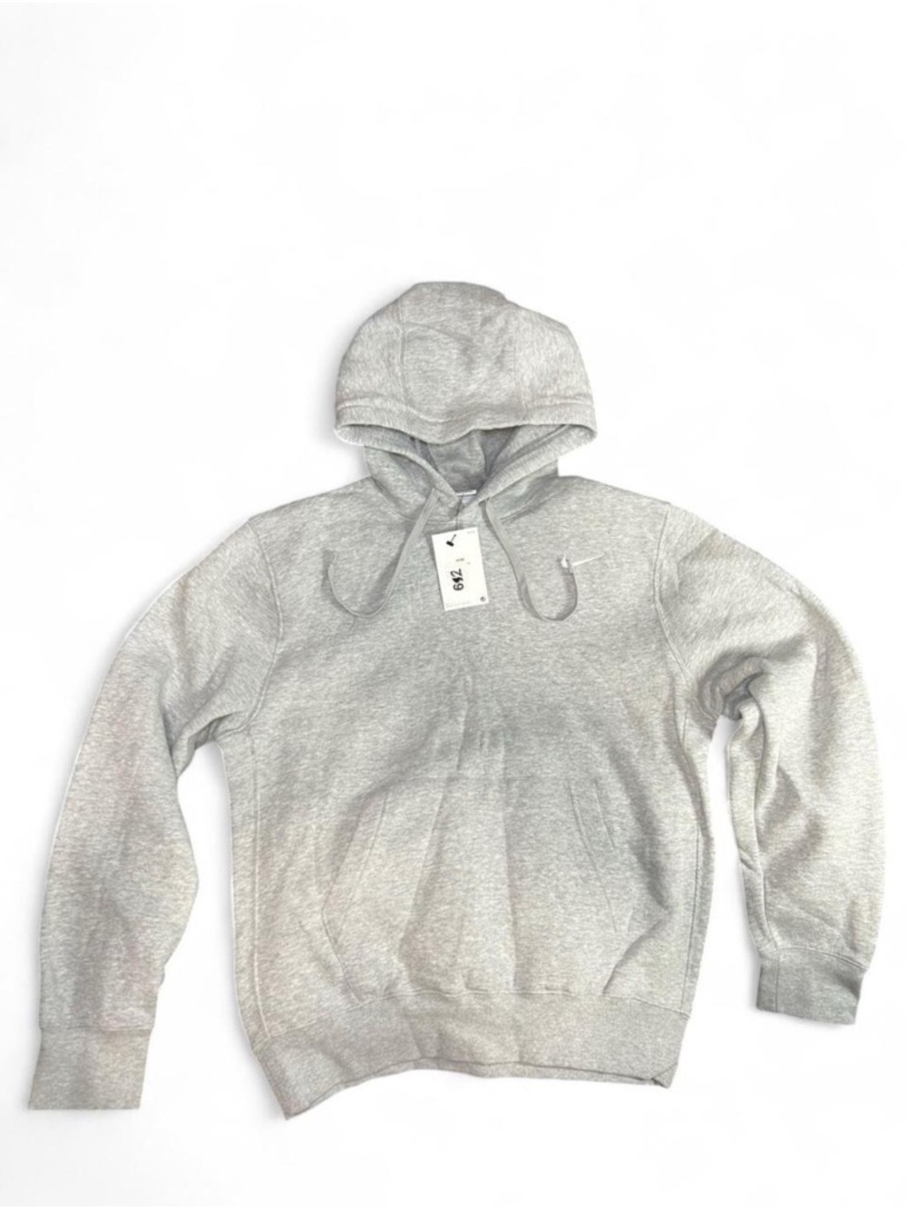 Nike Men’s Club Pullover Grey Fleece Logo Hoodie - Brand New